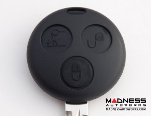 smart fortwo Key Fob Replacement Part - Black Key + Case - 450 Model - 3 button